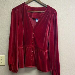 Old Navy Red Velvet Women's Blouse